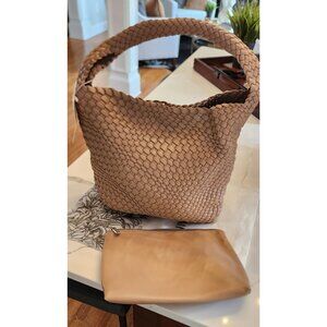 Woven Tote Bags for Women - Vegan Leather Shoulder Handbag & Medium Beach Purse